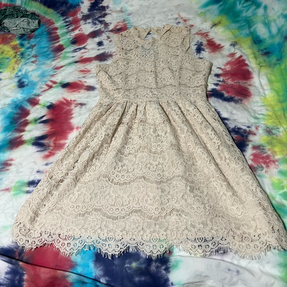 Xhilaration Target Off White Dress Size Medium Lace Mini Lined